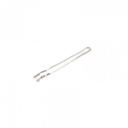 Cordon tour de cou tube 12mm avec double attache crochet métal Blanc X100 1437220