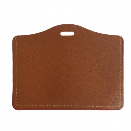 Porte-badge rigide aspect cuir horizontal 1 carte CB MARRON 1453262